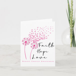 Carte Pink Ribbon Dandelion Faith Hope Love Breast Cance