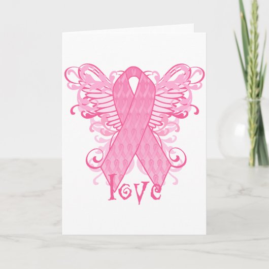 Carte Pink Ribbon Love Wings (Devant)