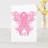 Carte Pink Ribbon Love Wings (Fleur jaune)