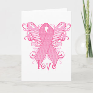 Carte Pink Ribbon Love Wings