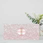 Carte Pink Rose Rose Gold Parties scintillant Monogramme (Debout devant)