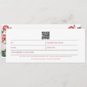 Carte Pink Roses Business Logo QR Code Certificat cadeau (Devant / Derrière)
