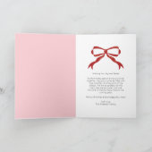 Carte Pink Scalloped Red Bow Christmas Photo Collage (Intérieur)