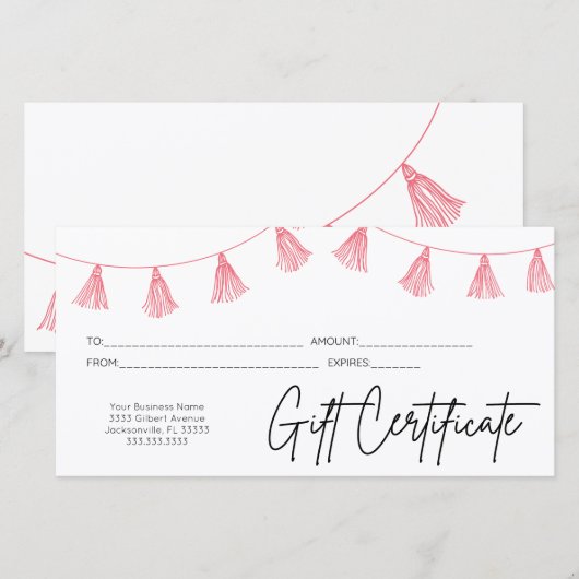 Carte Pink Script Logo Certificat cadeau d'entreprise (Devant / Derrière)