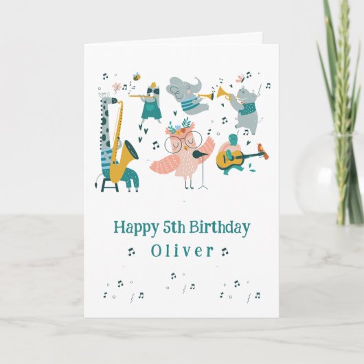 Carte Pink Songbird avec bande d'animaux (Devant)