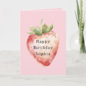 Carte Pink Strawberry Fruit Birthday (Devant)