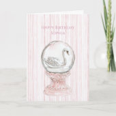 Carte Pink Stripes Swan Birthday (Devant)
