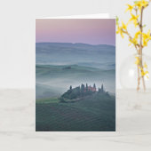 Carte Pink sunrise over Tuscany landscape greeting card (Fleur jaune)