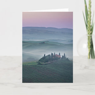 Carte Pink sunrise over Tuscany landscape greeting card