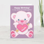 Carte Pink Teddy Bear Grand-fille Anniversaire (Devant)