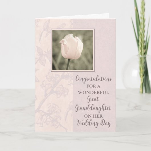 Carte Pink Tulip Grand Mariage-fille (Devant)