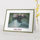 Carte Pink violet anniversaire art de pola.B.Alex Car (Fleur jaune)