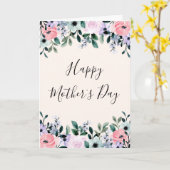 Carte Pink violet vert Aquarelle Floral Fête des Mères (Fleur jaune)