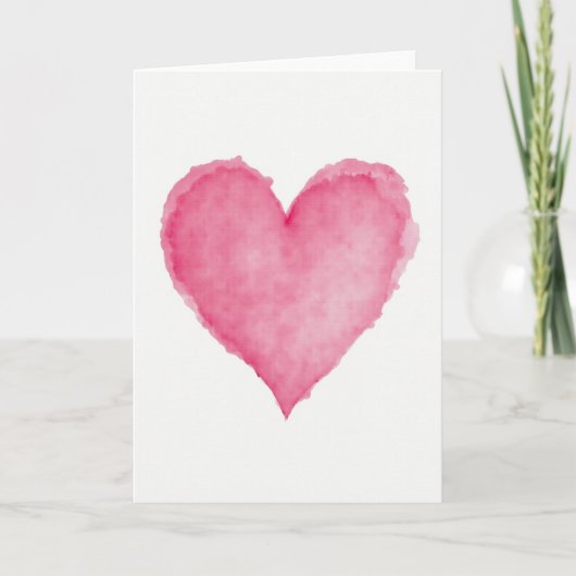Carte Pink Watercolor Love Heart Card (Devant)