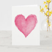 Carte Pink Watercolor Love Heart Card (Fleur jaune)