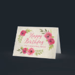Carte Pink Watercolor Rose Friend Birthday Card<br><div class="desc">Jolie et réfléchie carte de voeux pour l'anniversaire de l'ami avec roses d'aquarelle rose vintage et texte de style lettré à la main.</div>