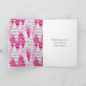 Carte Pink White Noël Arbres Parties scintillant or (Intérieur)