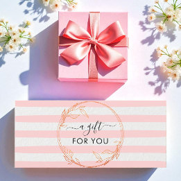 Carte Pink White Stripes Certificat cadeau d'entreprise