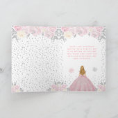 Carte Pink Winter Blonde Hair Princesse Anniversaire (Intérieur)