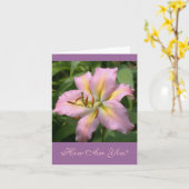 CARTE "PINK&YELLOW DAY LILY/COMMENT ÊTES-VOUS ?" (Fleur jaune)