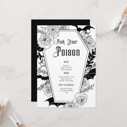 Carte Pink Your Poison Dark Moody Mariage gothique (Devant/Arrière en situation)