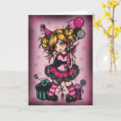 Carte Pink Zebra Anniversaire Fée Imaginaire Art (Fleur jaune)