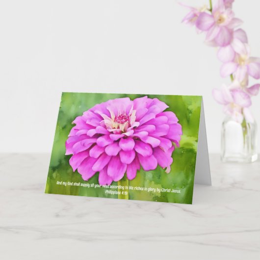 Carte Pink Zinnia Flower Faith Bible Verse Pensées (Orchidée)