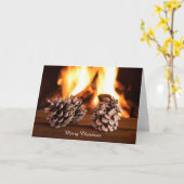 Carte Pins de Noël par cheminée (Fleur jaune)