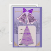 Carte Pins d'hiver de lavande avec cloches (Devant / Derrière)