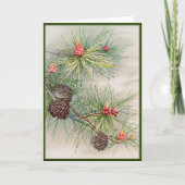 Carte Pins et fleurs Noël (Devant)