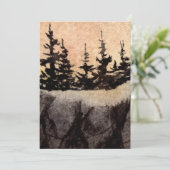 Carte Pins foncés sur une falaise avec ciel rose gris (Debout devant)