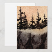 Carte Pins foncés sur une falaise avec ciel rose gris (Devant / Derrière)