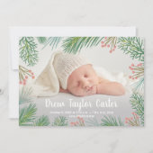 Carte Pins Noël Bébé Photo Annonces de naissance (Devant)