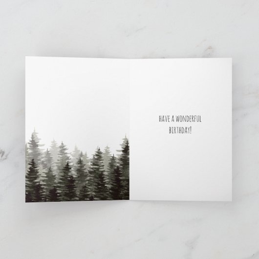 Carte Pins rustiques Joyeux anniversaire (Intérieur)