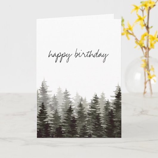 Carte Pins rustiques Joyeux anniversaire (Fleur jaune)