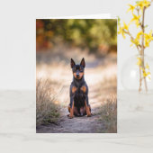 Carte Pinscher Nain Assis (Fleur jaune)