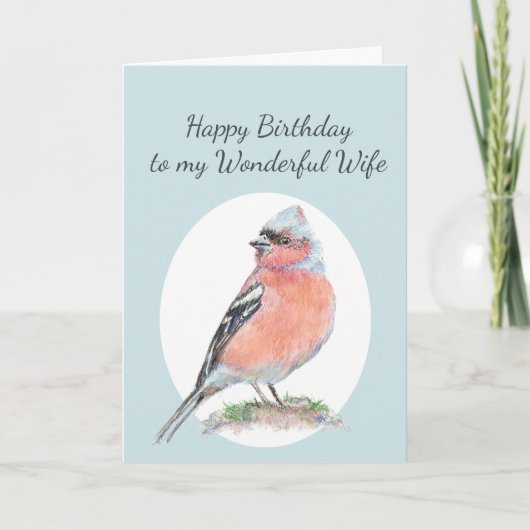 Carte Pinson Mignon Aquarelle Anniversaire Merveilleuse  (Devant)