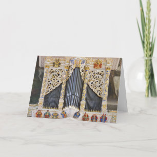 Carte pipe organ in market, Halle greeting card