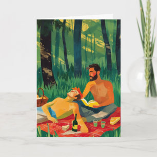 Carte Pique-nique après-midi dans une prairie forestière