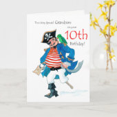 Carte Pirate 10e Birthday Card de Grandson (Fleur jaune)