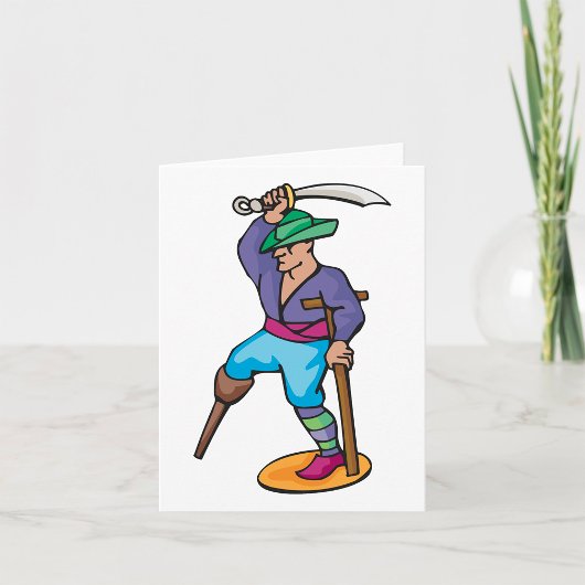 Carte Pirate avec Jambe de Bois et Épée