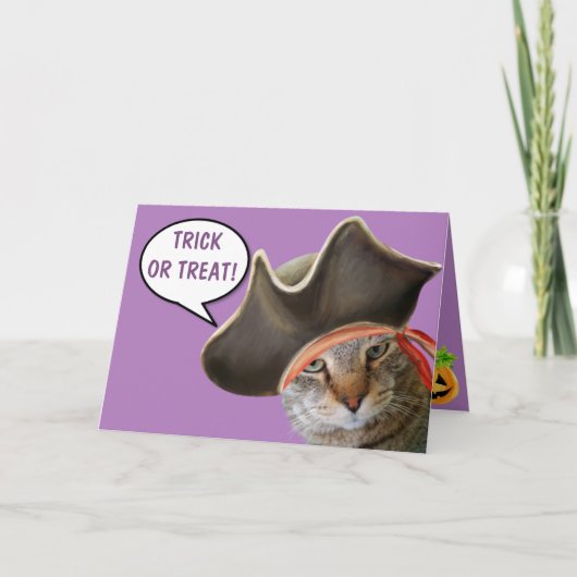 Carte Pirate Chat Happy Halloween (Devant)