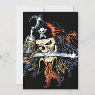 Carte Pirate crâne avec épée et crochet par Al Rio