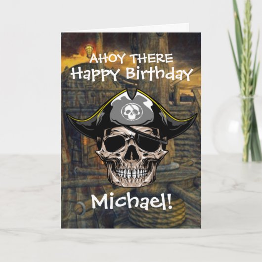 Carte Pirate Crânien Anniversaire d'Aventures (Devant)