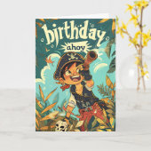 Carte Pirate d'anniversaire ! (Fleur jaune)