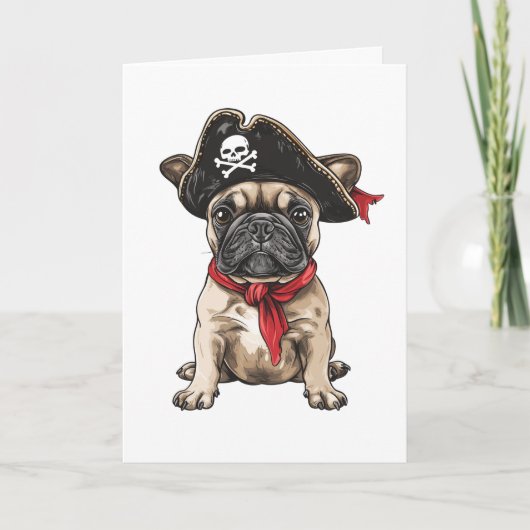 Carte Pirate French Buldog Skull Crossbones (Devant)