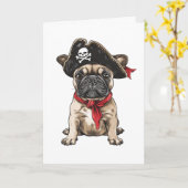 Carte Pirate French Buldog Skull Crossbones (Fleur jaune)