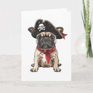 Carte Pirate French Buldog Skull Crossbones