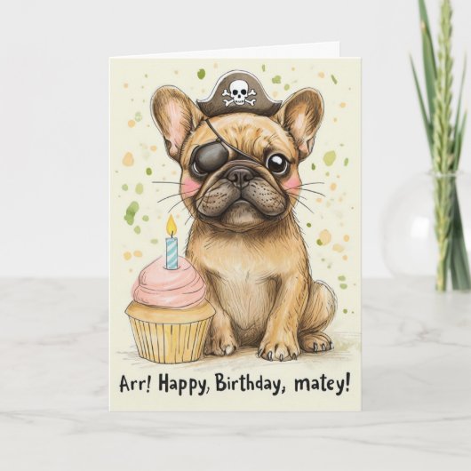 Carte Pirate French Bulldog Anniversaire (Devant)