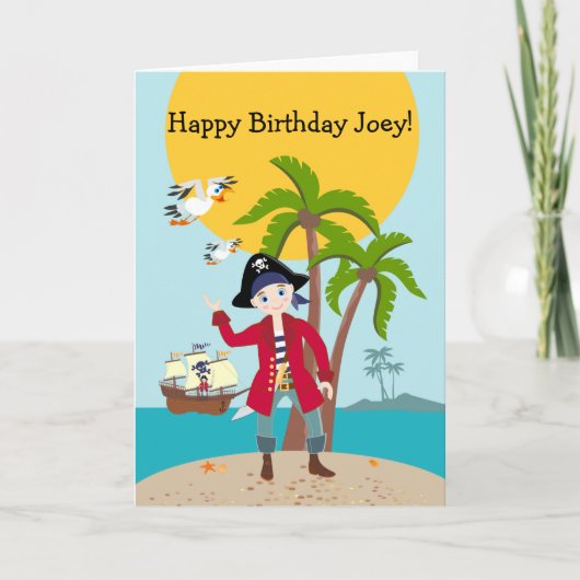 Carte Pirate kid birthday (Devant)